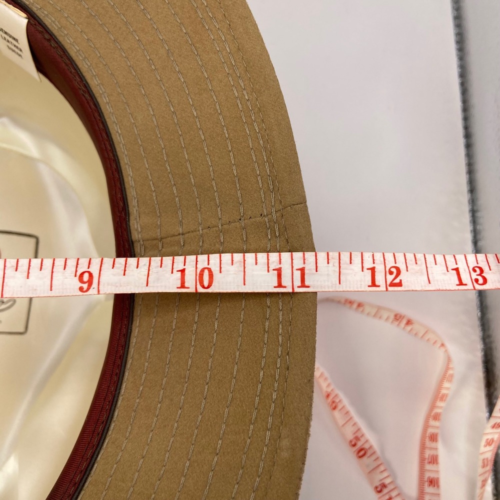 Vintage Borsalino Suede Safari Hat Mens 7 3/8 Tan Leather Band Italy - Picture 9 of 16
